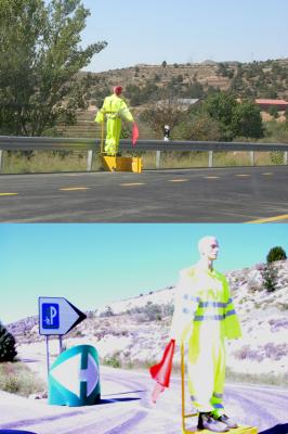 Maniquí-robot de carretera
